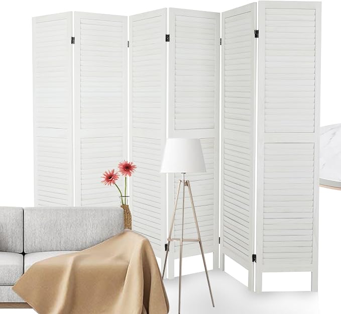 6 Panel Room Divider, Freestanding Wooden Privacy Scree | Durable paulownia wood - Image 8