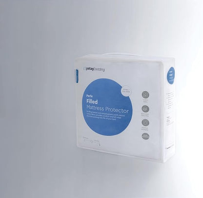 YATAS BEDDING Perle Quilted Fitted Mattress Protector, Machine Washable and Easy Care, Superior Protection and Comfort,100% Cotton Breathable top, White (Queen) - 59"x79" - 14" Deep Pocket