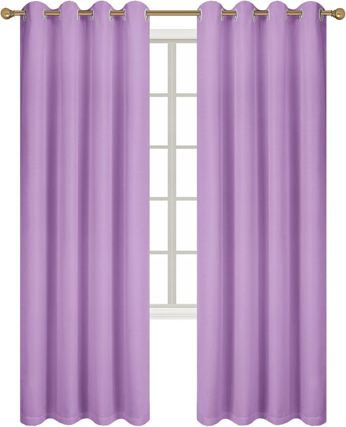 Diraysid 100% Blackout Curtains Lilac Linen Curtains - Image 2