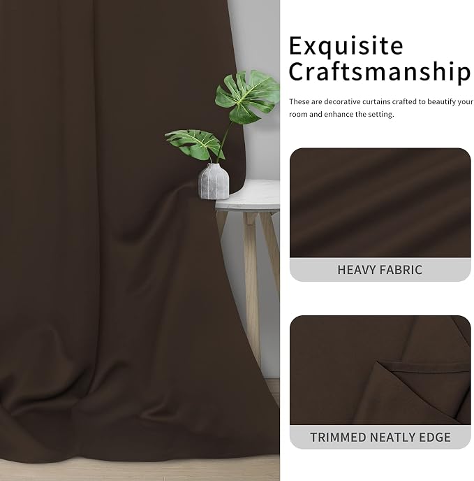 Easy-Going Thermal Grommet Blackout Curtains, 2 Panels 42x72 in, Dark Brown | - Image 5