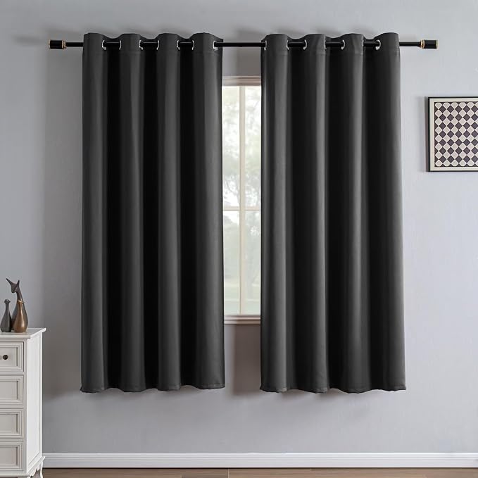 IGEMAEVE Blackout Curtains for Bedroom Rod Pocket Dark Grey 52" W x 72" L | by IGEMAEVE