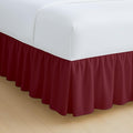 Rajlinen Ruffled Bed Skirt Full, 24 Inch Drop Dust Ruffle with Split Corners, 100% Microfiber Bedskirt with Platform, Three-Sided Coverage Ruffled Gathering Design, Burgundy