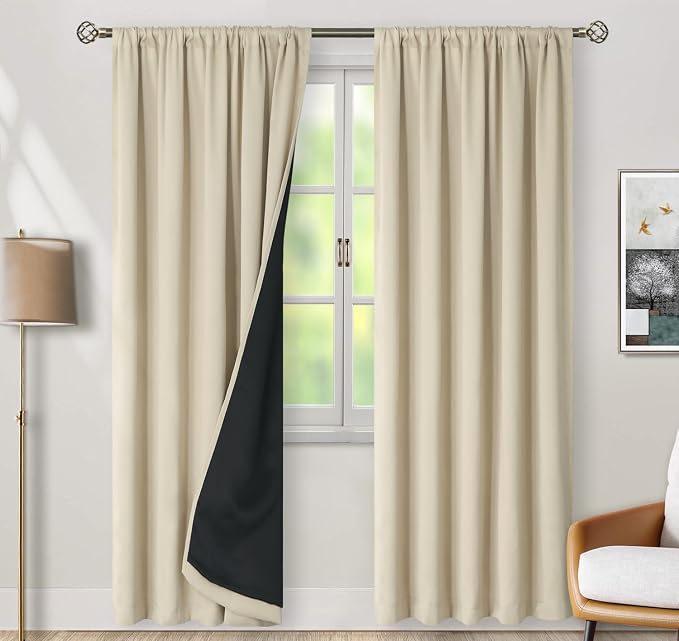 BGment Beige Full Blackout Curtains - Image 2