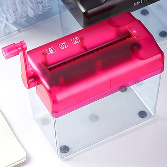 Healeved Manual Paper Shredder Desktop Small Wear-Resistant Hand Crank Shredder for Home and Office Use with Function and Red Housing