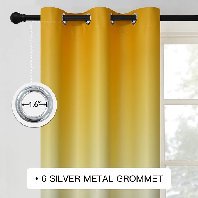 COSVIYA Grommet Ombre Room Darkening Curtains 63 inches Long - Image 3