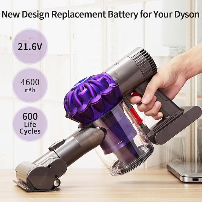 Morpilot V6 Battery Replacement 3000mAh 21.6v Li-ion Battery for V6 DC59 DC58 DC61 DC62 DC72 DC74 Handheld Vacuum Cleaner Batteries - with 2 Pack Free v6 Filter