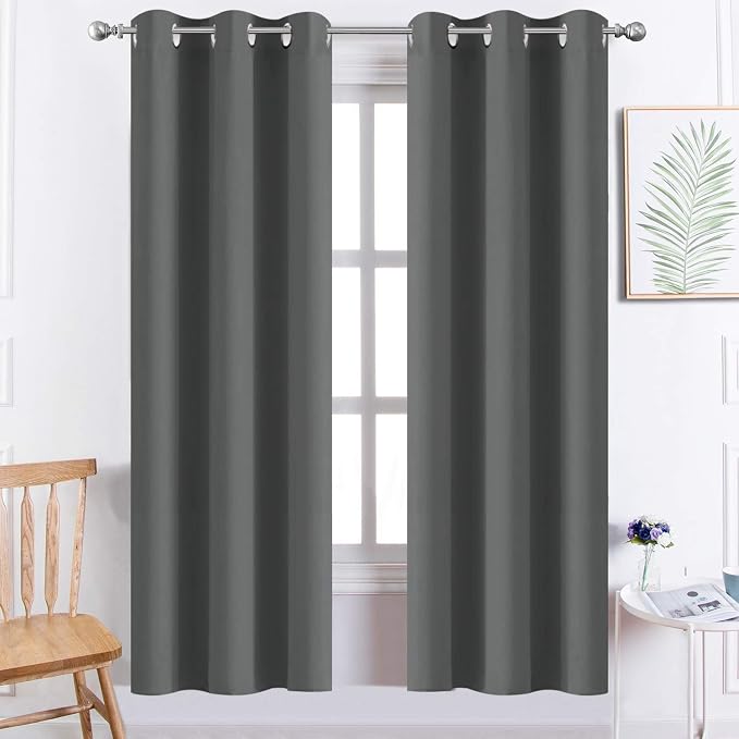 Yakamok Blackout Curtains 38x72 inch Dark Grey Thermal Drapes-Bedroom | 2 panels by Yakamok