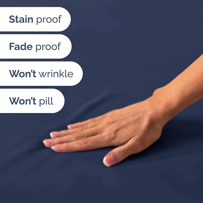 RV Short Queen Sheet Set 60 X 75 - 4 Piece RV Short Queen Bed Sheets - Soft, Breathable & Cooling - Designed for Bunks, Trailers & Camper - Fits 8” to 12" Mattress - Hotel Luxury Bedding - Navy Blue