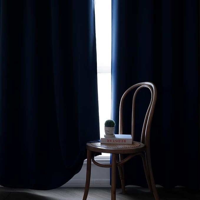 IGEMAEVE Blackout Curtains for Bedroom Grommets Navy Blue 35" W x 96" L | - Image 6