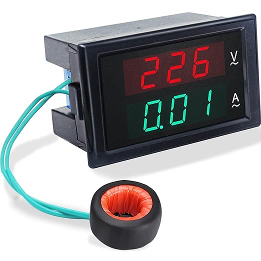 KETOTEK Digital Ammeter Voltmeter AC 80V-300V 100A, 2in1 Multimeter Panel 110V/220V, Volt Amp Meter LED Display Voltage Amperage Detector Tester Gauge with Current Transformer CT