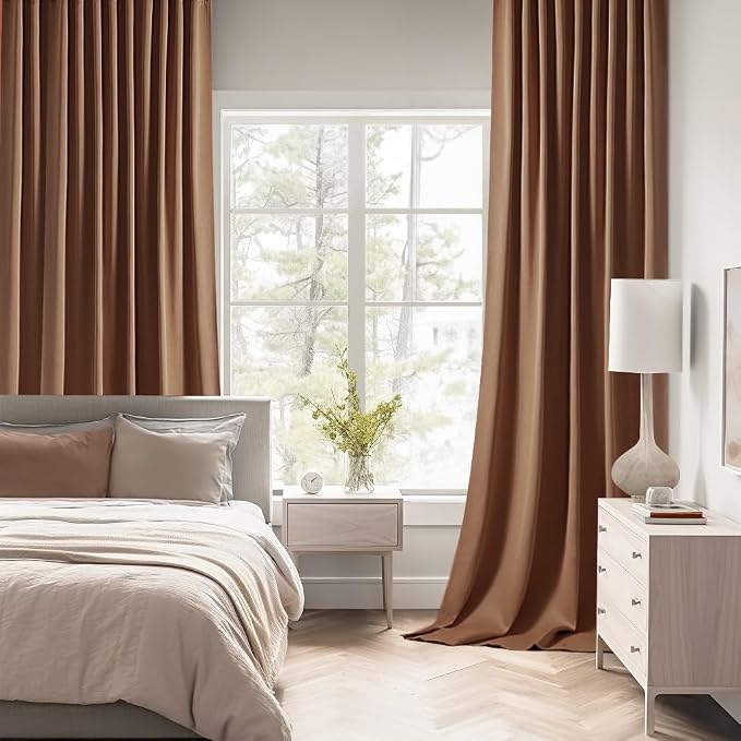 MIULEE Cappuccino Brown Back Tab Blackout Curtains 52x108 Inch 2 Panels Set | - Image 2
