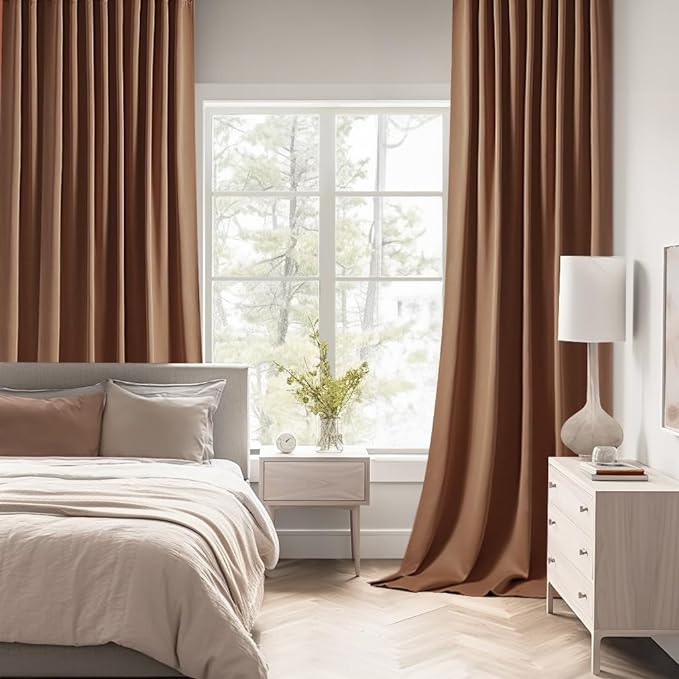 MIULEE Cappuccino Brown Back Tab Blackout Curtains 52"x90" Long 2 Panel Set | - Image 2