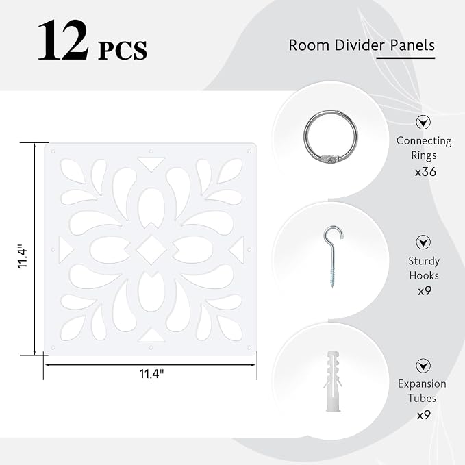12PCS Hanging Room Divider Wall Screen Panel Room Divider Panels- Leaves | - Image 2