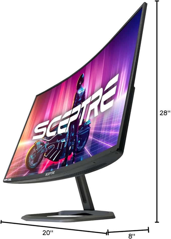Sceptre Curved 32-Inch Gaming Monitor, 1920 × 1080, Up to 240+Hz, 1ms, 99% sRGB, AMD FreeSync Premium, Built-in Speakers, HDMI DisplayPort, Machine Black (C325B-FWD240 Series)
