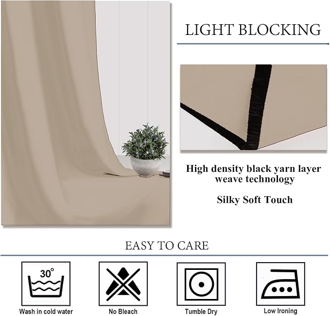 Diraysid Khaki Grommet Blackout Curtains - Image 5