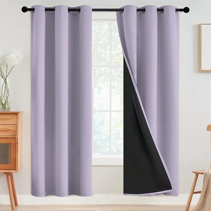 SimpleHome Lilac 100% Blackout Curtains Room Darkening Living Room 72 Inch | by SimpleHome