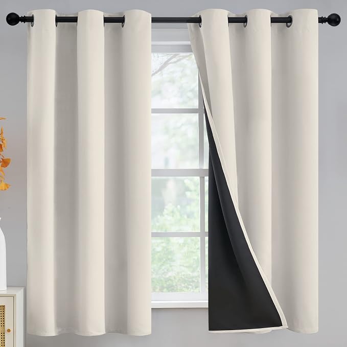 Yakamok Cream Blackout Curtains 63 inches Long by Yakamok