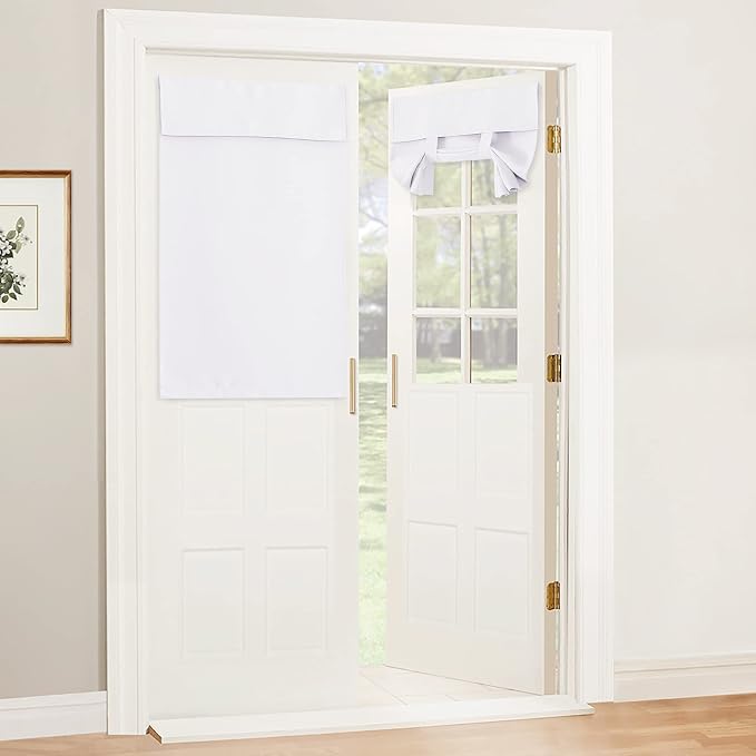 RYB HOME White Curtain for Door Window Short Room Darkening Curtain | Self by RYBHOME