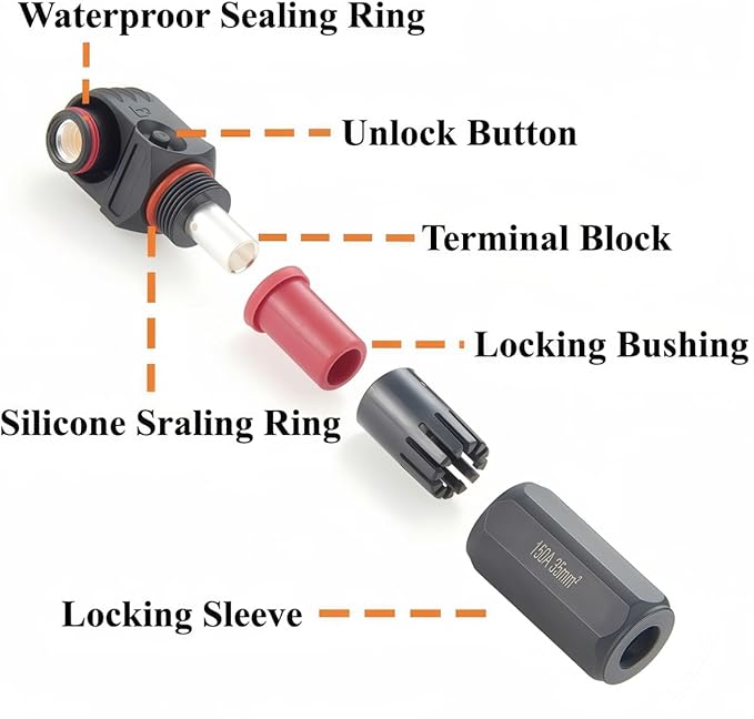 IP67 Waterproof EV Battery Container Connector Right Angle 150A 35mm² HV Energy Storage Plug,1PC (Black, 150A)