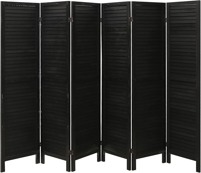 6 Panel Room Divider, Freestanding Wooden Privacy Scree | Durable paulownia wood by Unknown