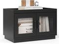Stackable Storage Drawers, 28" Wide Storage Bins with 2 Doors for Closet Organizers, Wood Stackable Closet Organizer Modern Large Stackable Units for Living Room Hallway Bedroom, Black