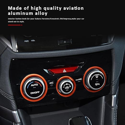 Auovo AC Climate Control Knob Outer Ring Covers Accessories for Forester 2019-2024 Crosstrek 2018-2023 Impreza 2017-2023 Interior for Car Air Condition Switch Control Trim (Red Orange)