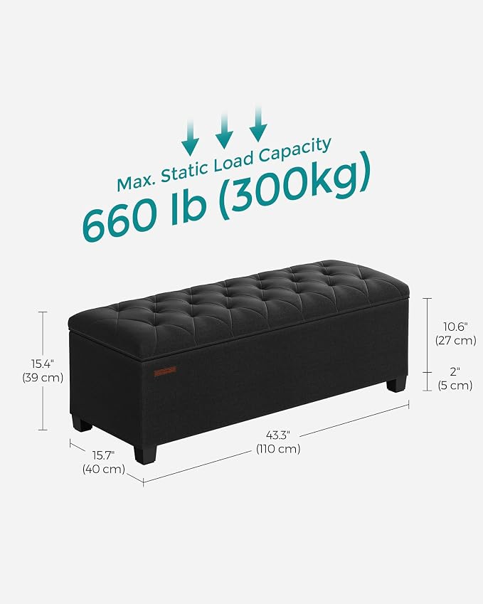 SONGMICS Storage Ottoman Bench, Foot Rest - Image 2