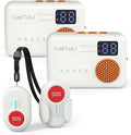 CallToU Wireless Caregiver Pager with Call Button for Elderly at Home, Portable Nurse Alert System with Vibration/for Patients and Disabled, 500ft Ranger (2 Call Buttons + 2 Receivers)
