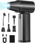 Compressed Air Duster-180000RPM Electric Air Duster Rechargeable Brushless Motor, Stepless Speed/3-Gear Adjustable Mini Blower Cordless with LED Light, Dust Blower for Computer, House, Outdoor, Car