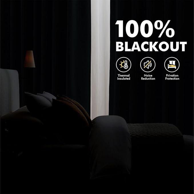 MIULEE 100% Blackout Linen Curtains 42 x 63 Inch Grayish White 2 Panels | - Image 2