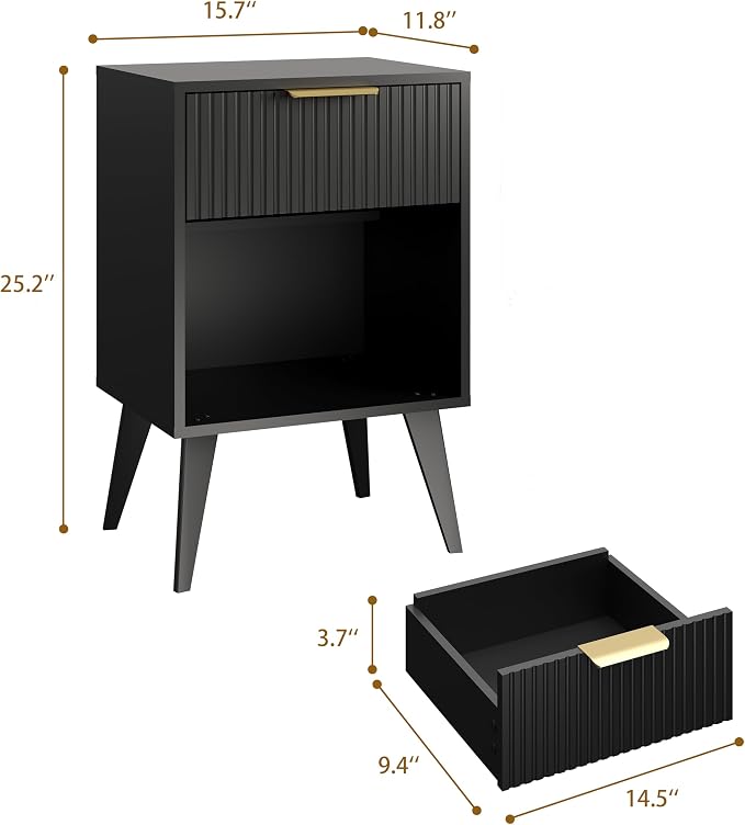 YAUKOMEL Fluted Nightstand - Image 2