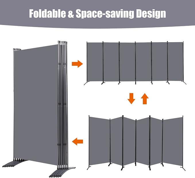 Room Divider 6FT Folding Privacy Screens, 6 Panel Partition Room Dividers | - Image 3