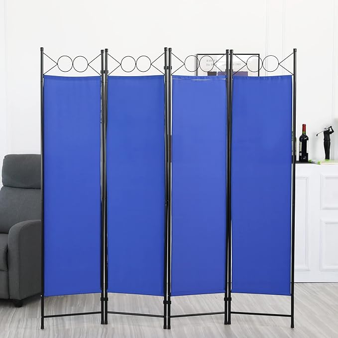 4 Panel Room Divider 6FT Steel Frame Screen Folding Privacy Divider - Image 7