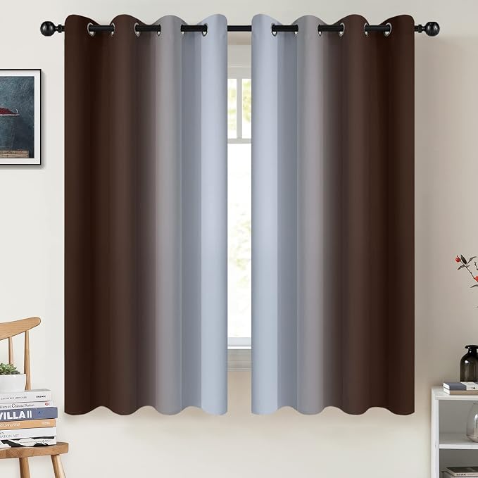 COSVIYA Curtains & Drapes Grommet Ombre Brown Curtains W52 x L63 Inch | by COSVIYA