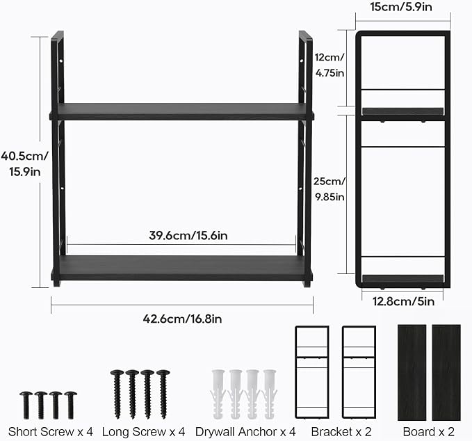 2-Layer Wall Bookshelf for Book Storage, Floating Book Shelves for Wall - Image 2