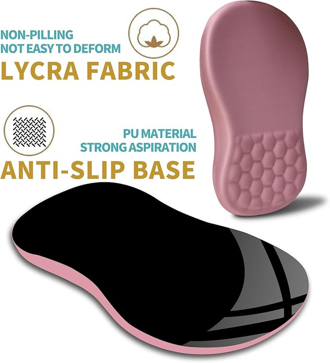Hokafenle Ergonomic Mouse Pad Wrist Support with Massage Design, Wrist Rest Pain Relief Mousepad with Memory Foam&Non-Slip PU Base, Mouse Pads for Wireless Mouse & Desk (12x8 inch,Pink)