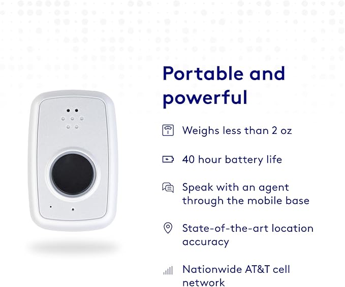 ADT - On-The-Go Mobile Medical Alert System for Seniors - GPS Capabilities, Included Waterproof Wearable Panic Button, 24/7 U.S. Based Monitoring (Black Wristband)
