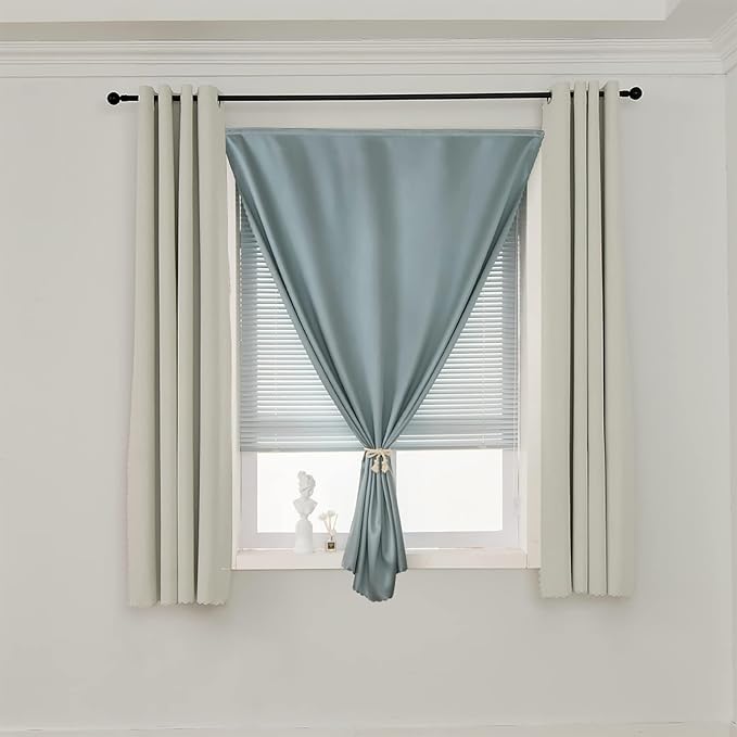 AJAZZ 100% Black Out Curtains Adhesive Blackout Temporary Curtain No Drilling - Image 7