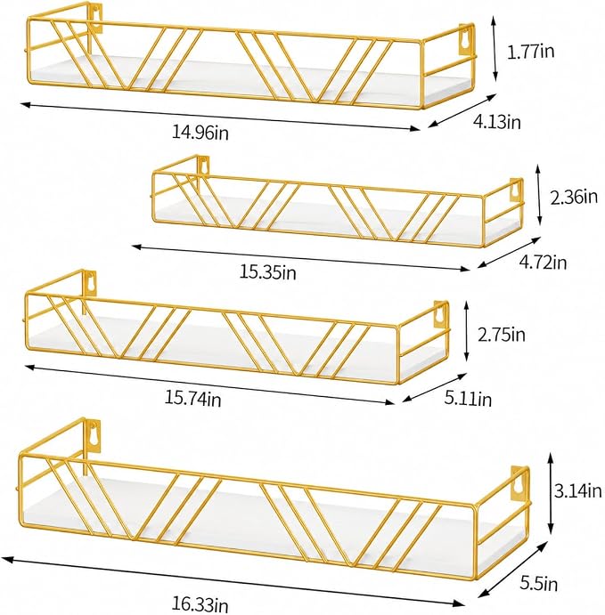 Amaoot Floating Shelves for Wall Set of 4, Wall Shelf Wood Floating Shelf | - Image 2