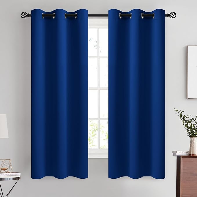 COSVIYA Grommet Room Darkening Royal Blue Curtains 63 inch by COSVIYA
