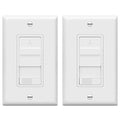 TOPGREENER Kalide Combo Light Switch with 3-Speed Fan Control, Light and Fan Combination Switch, Single Pole, 2.5A, 720W, Neutral Wire Not Required,Wall Plate Included, TGSFS3-W, White, 2 Pack