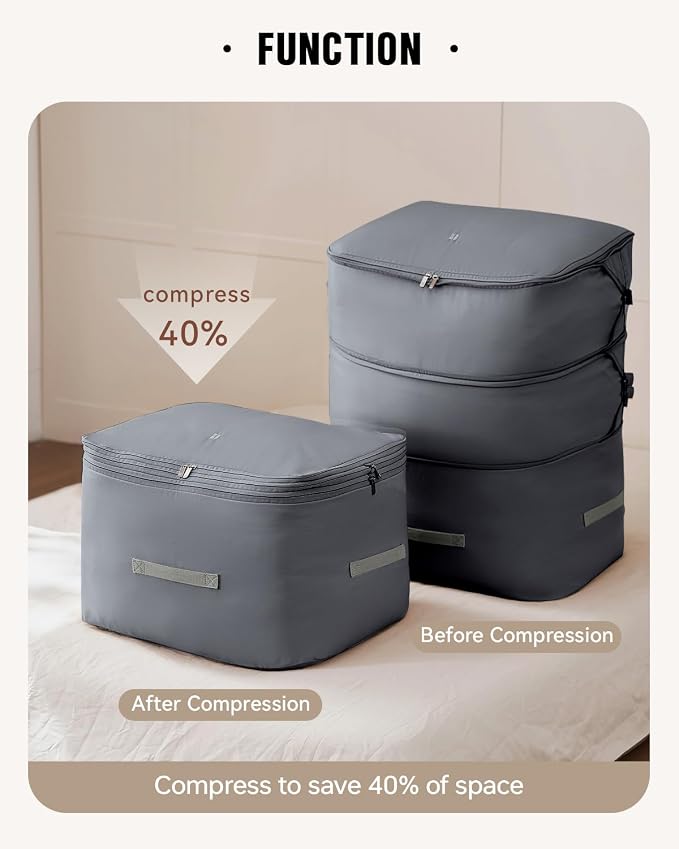 Eachy 2-Pack Comforter Storage Bag Blanket Storage Bags, Compression Storage - Image 6