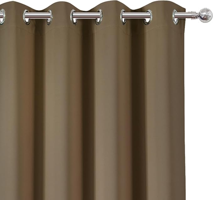 Blackout Curtains 66 x 72 Inch Long Brown Curtains Set of 2 Panels Room - Image 6