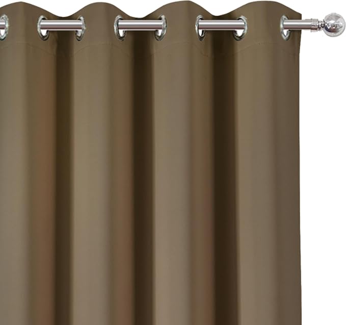 Brown Blackout Curtains 66 x 63 Inch Length/Set of 2 Curtain Panels/Thermal - Image 6