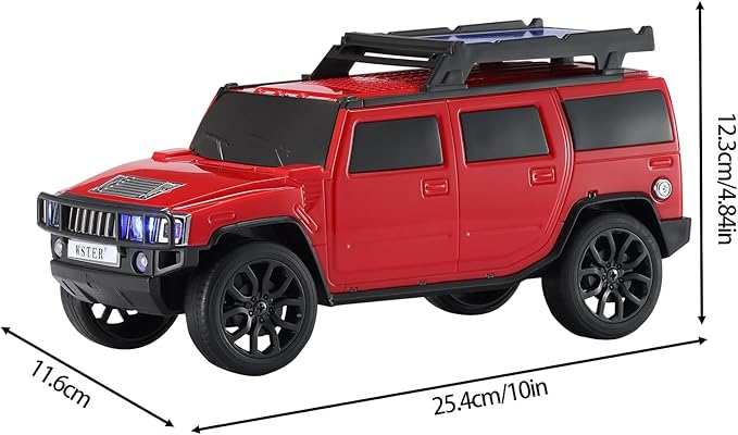 WSTER Solar Off-Road Car Bluetooth Speaker – HD Stereo Sound with TWS Pairing, TF/USB Playback, Portable Bluetooth Car Speaker for Home Audio, Outdoor Use & Retro Gifts for Men (Red)