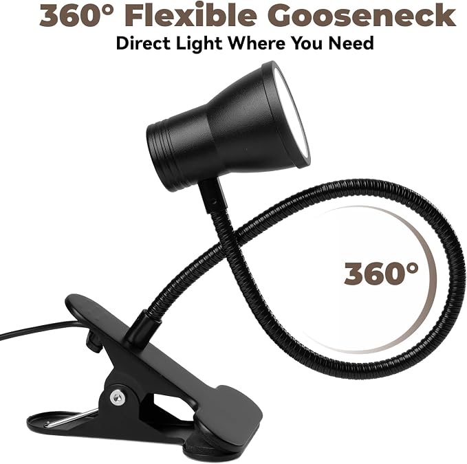 Eye-Caring Clip On Desk Lamp, 3 Color Modes & 10 Brightness LED Reading Light - Image 2