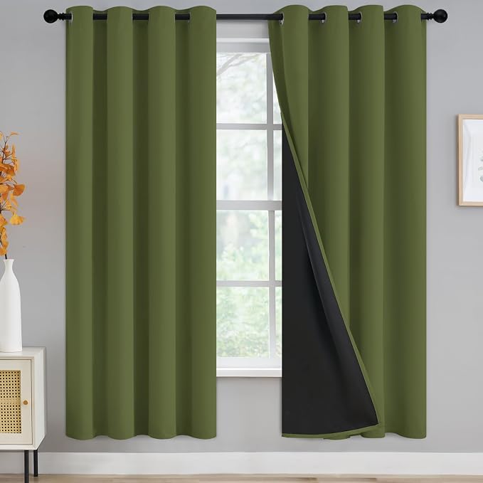 Yakamok Olive Green Blackout Curtains 72 inches Long by Yakamok