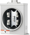 100 Amp Meter Socket, 4 Jaw Meter Base, 600V 3 Wire Ring Type, with Horn Bypass Meter Cover Plate, Suitable for Overhead/Underground Feed