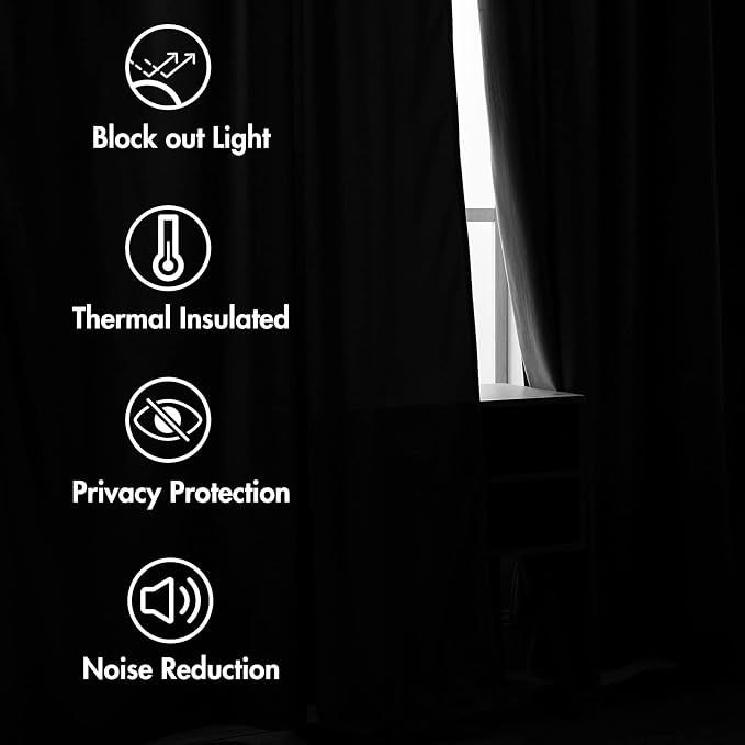 MIULEE Black Velvet Curtains 52x63 inches 2 Panels Luxury Blackout Curtains | - Image 5