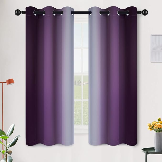 SimpleHome Ombre Purple to Grey White Curtains by SimpleHome